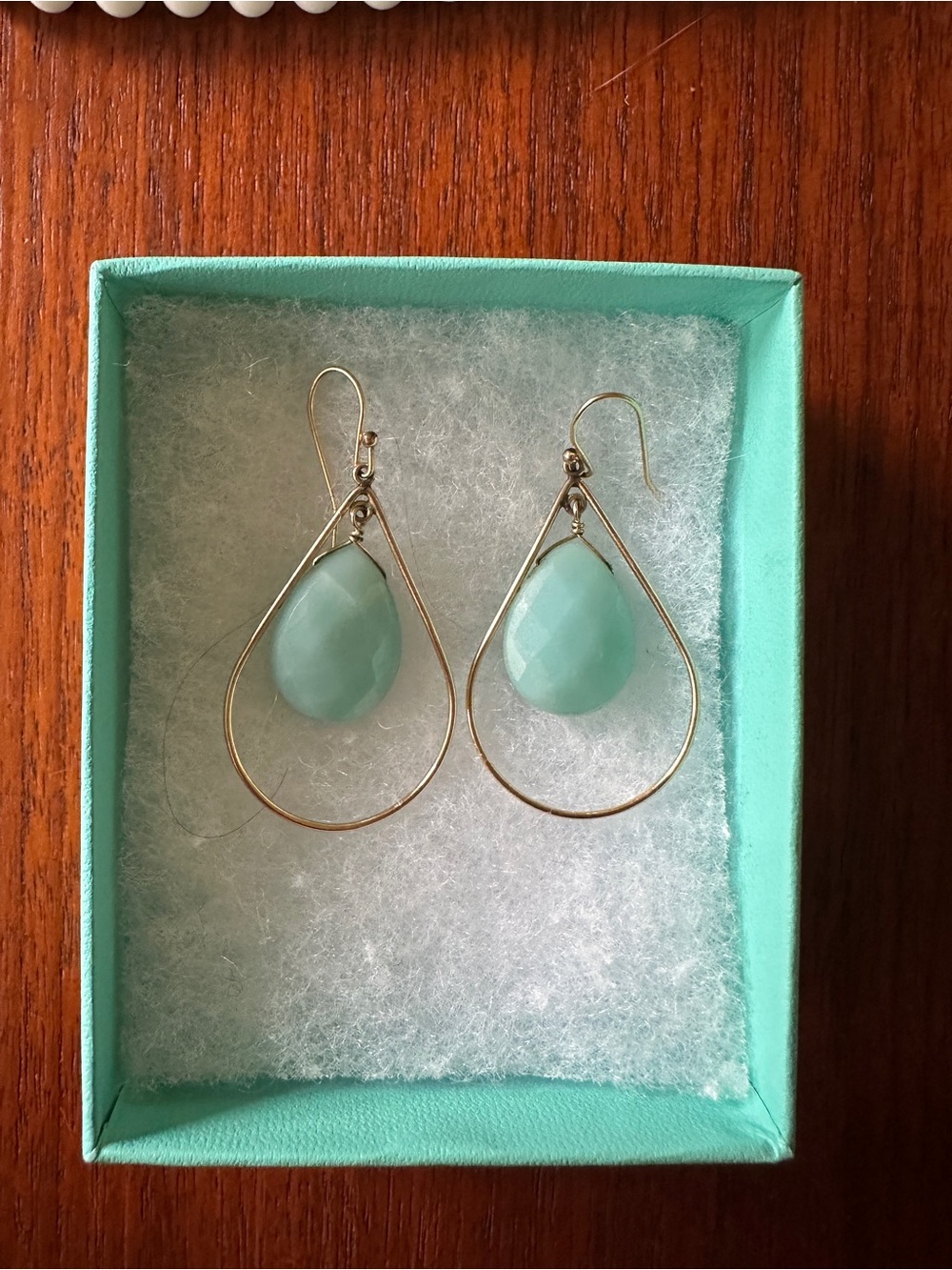 Gold filled Teardrop Wire Earrings with Tear Drop Amazonite Faceted Stone